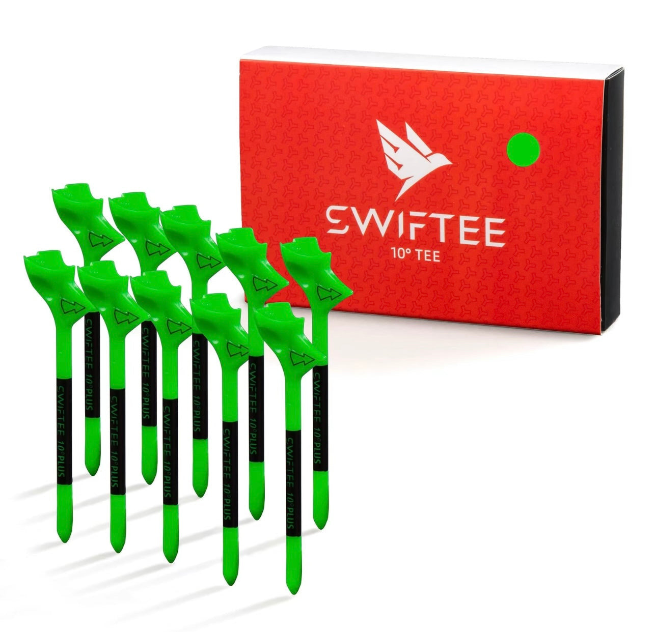 SWIFTEE 10° Premium Golf Tees 83mm – Green 10 Pack Performance Tees