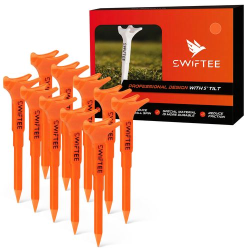 SWIFTEE 5° Golf Tees 80mm – Premium Low Resistance Golf Tees 10 Pack for Increased Distance & Stability