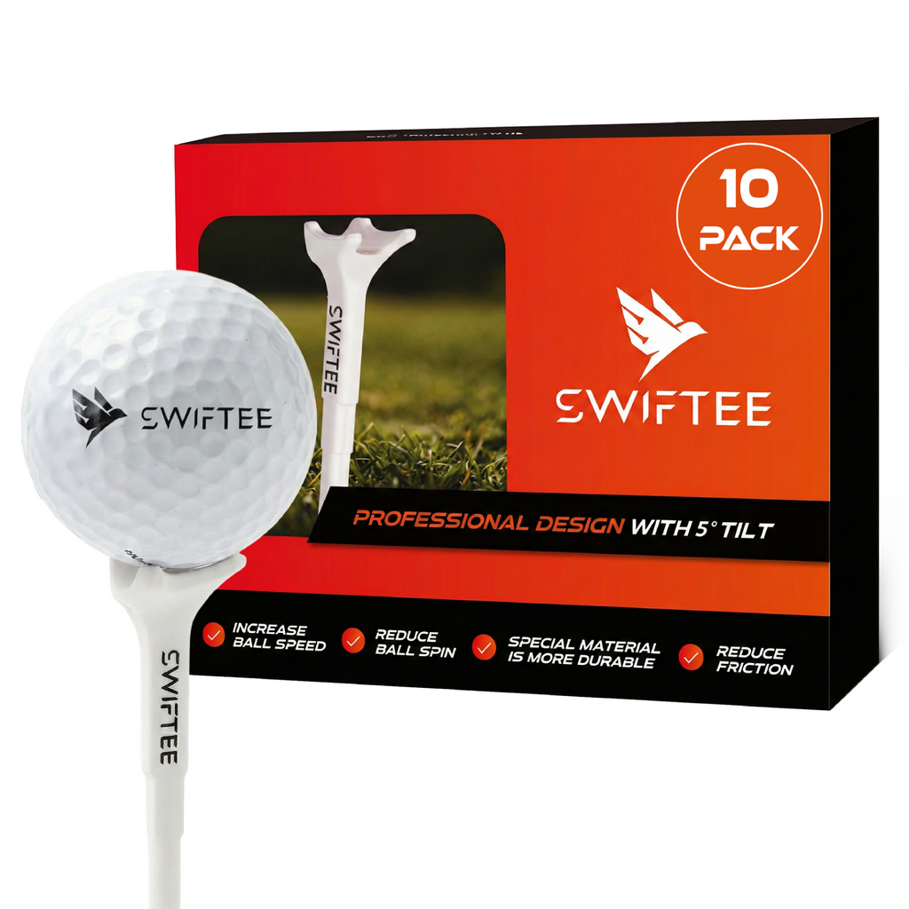 SWIFTEE 5° Golf Tees 80mm – Premium Low Resistance Golf Tees 10 Pack for Increased Distance & Stability