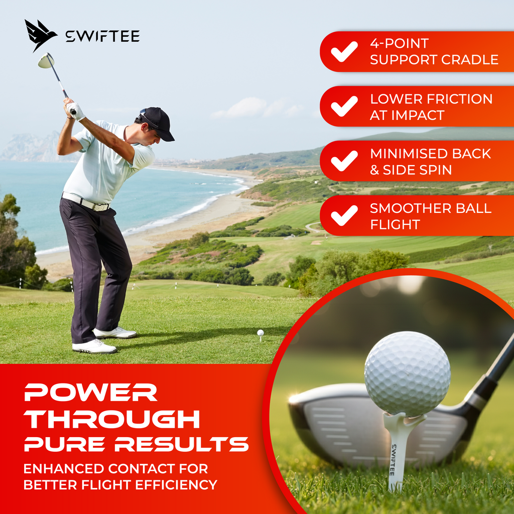 SWIFTEE 5° Golf Tees 80mm – Premium Low Resistance Golf Tees 10 Pack for Increased Distance & Stability