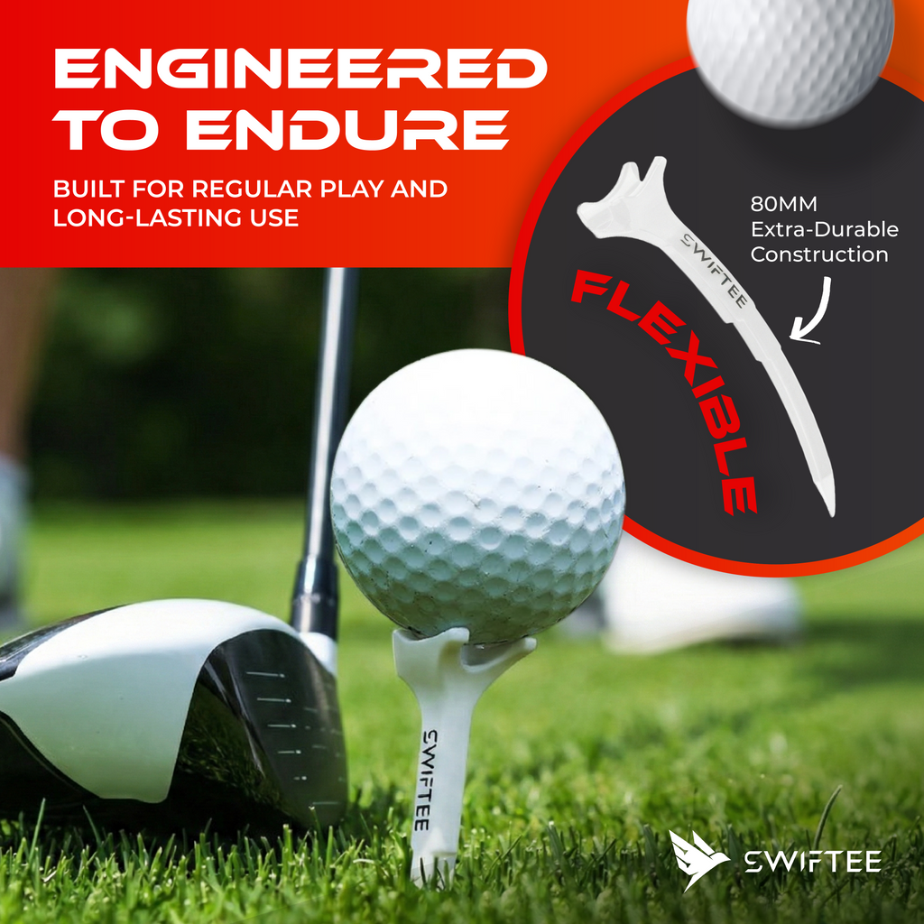 SWIFTEE 5° Golf Tees 80mm – Premium Low Resistance Golf Tees 10 Pack for Increased Distance & Stability