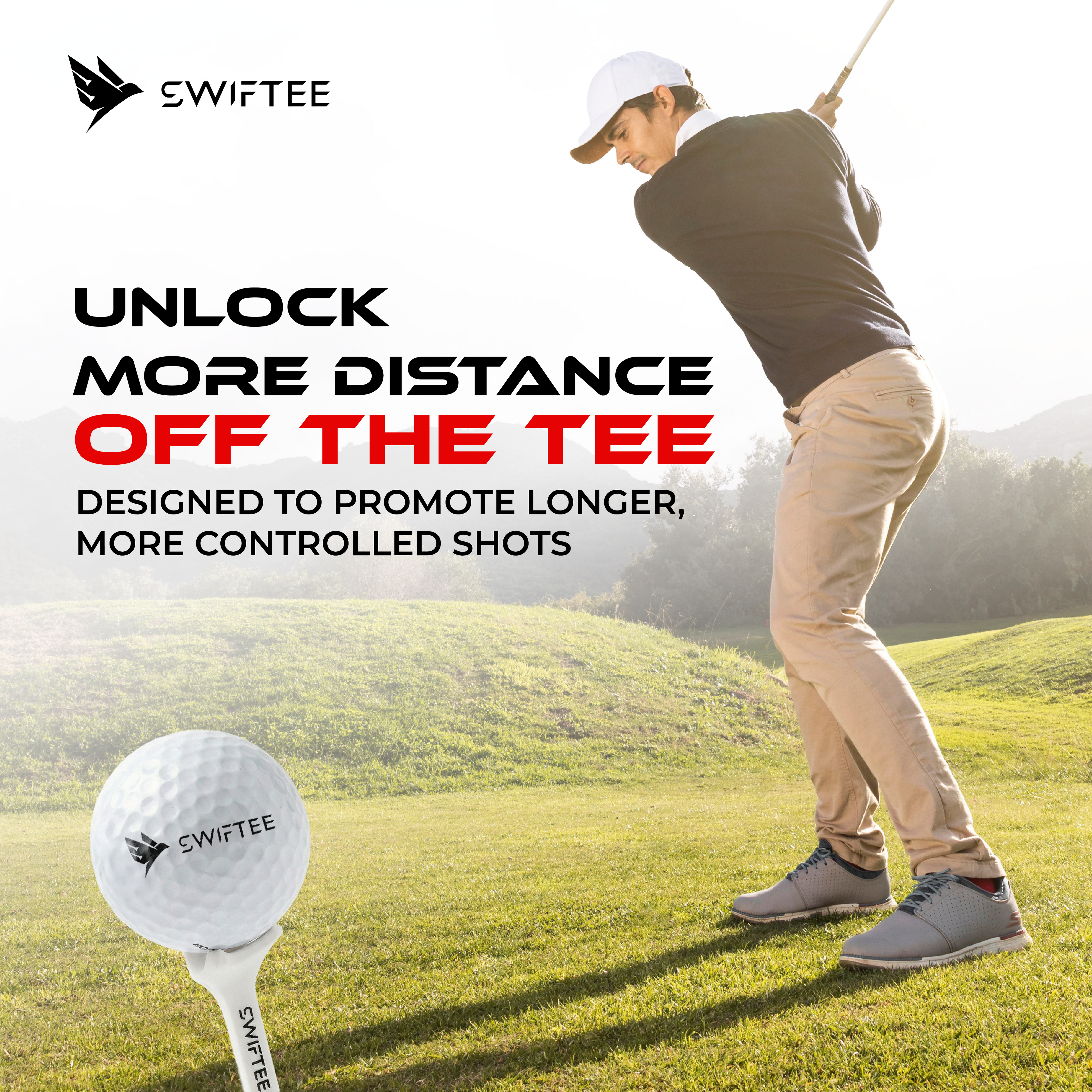 SWIFTEE 5° Golf Tees 80mm – Premium Low Resistance Golf Tees 10 Pack for Increased Distance & Stability