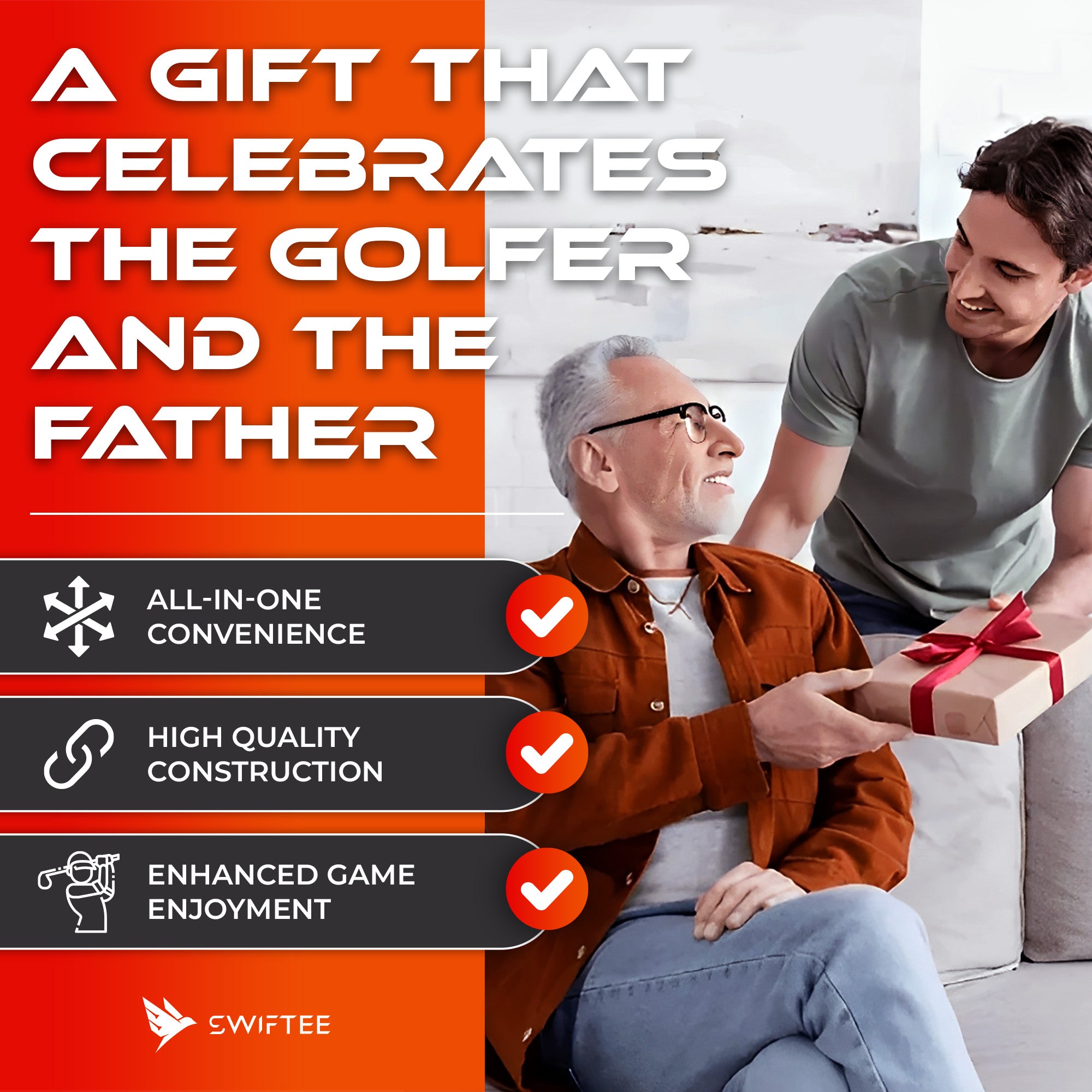 SWIFTEE Premium Golf Gift Set – 7-in-1 Multi Tool, Tees, Ball Marker & Towel