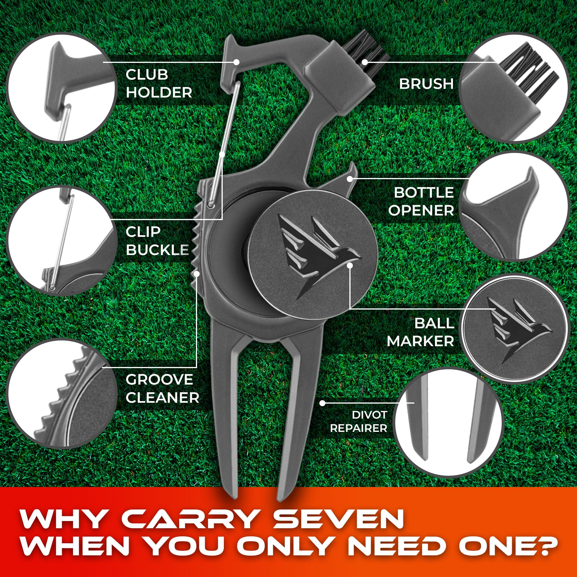 SWIFTEE Premium Golf Gift Set – 7-in-1 Multi Tool, Tees, Ball Marker & Towel