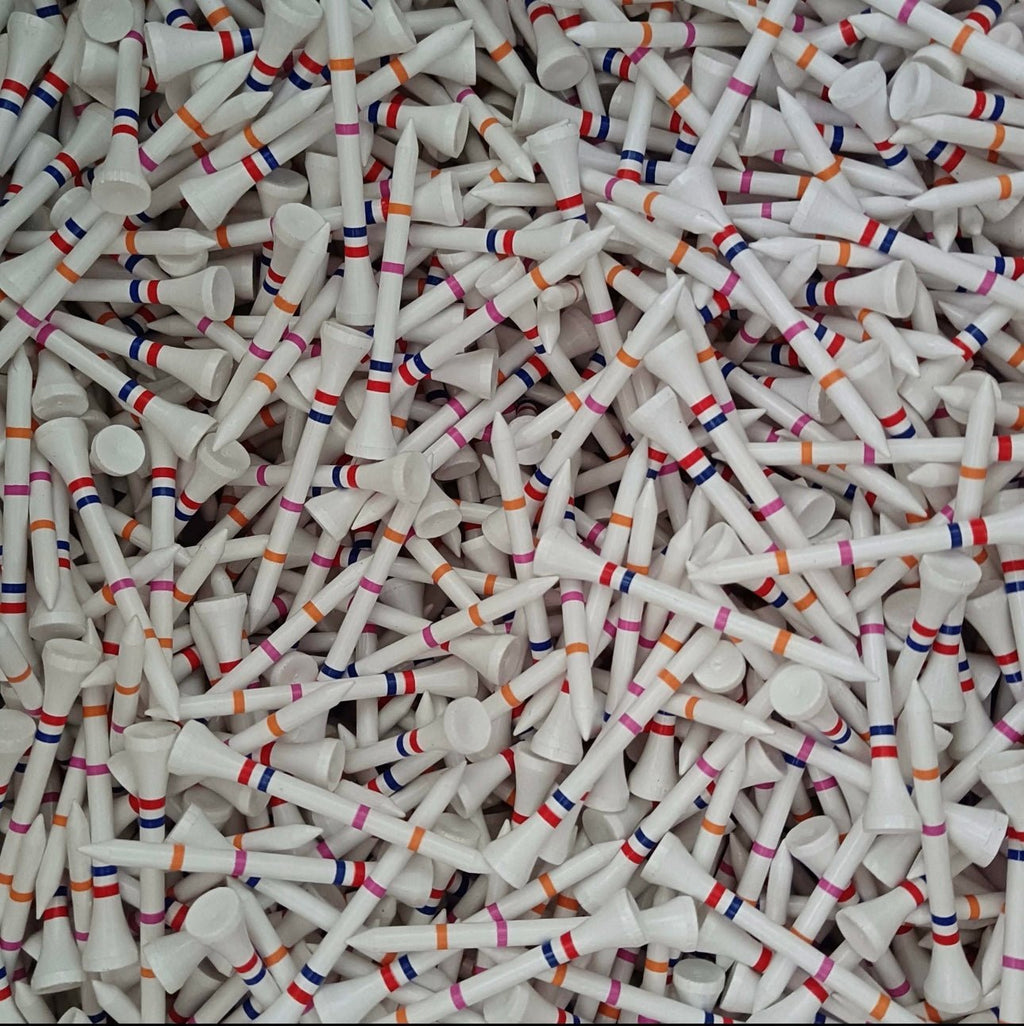 The Link-Not A Castle Tee-Premium 70mm Bamboo Golf Tee With Orange, Pink, Blue & Red Castle Height Indicators-30 Pack