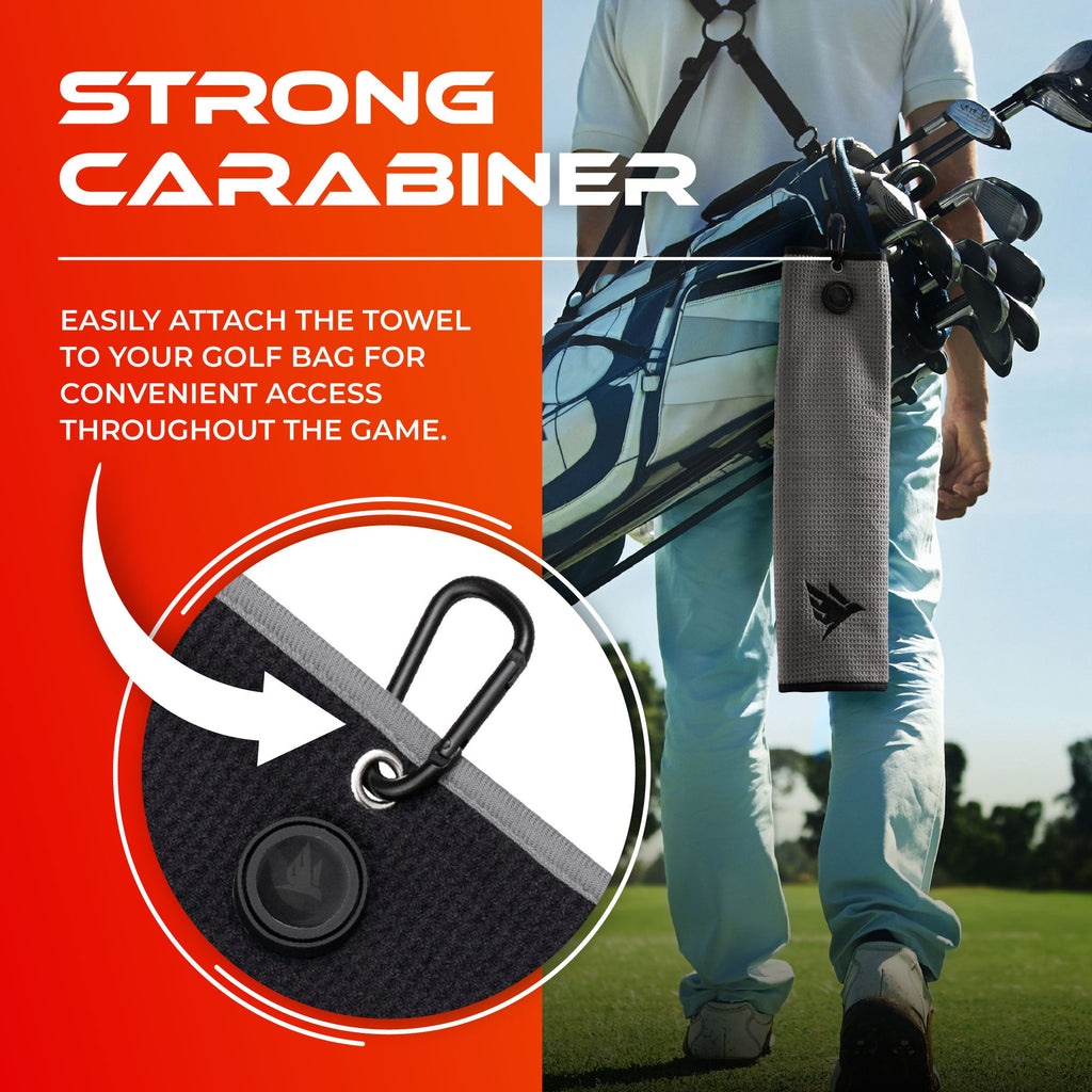 SWIFTEE 4-in-1 Golf Towel with Magnet & Brush – Wet/Dry Cleaning Towel (Grey)