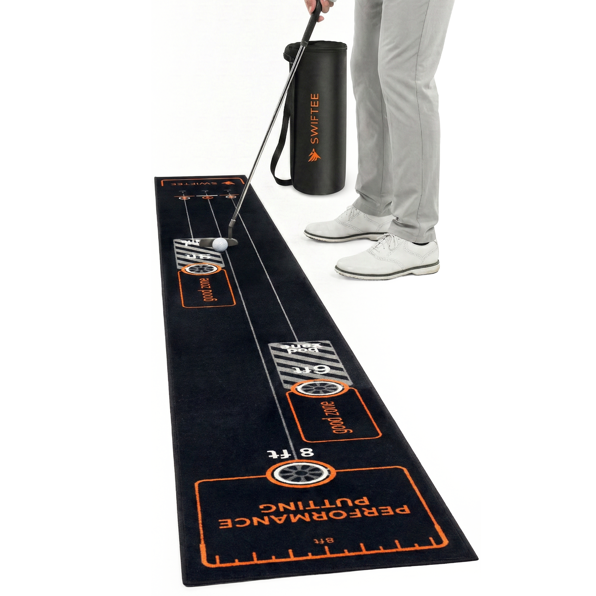 SWIFTEE 3m Golf Putting Mat – Straight Line Trainer & Distance Target Practice Aid